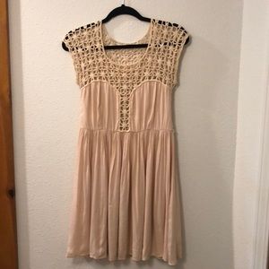 Millau blush dress with crochet detail